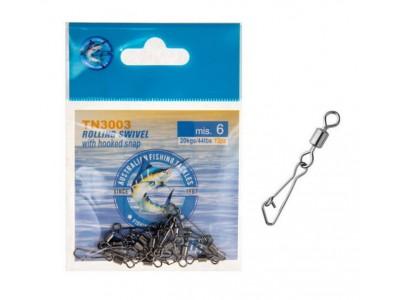 AUSTRALIAN FISHING TACKLES ROLLING SWIVEL WITH HOOKED SNAP TN3003